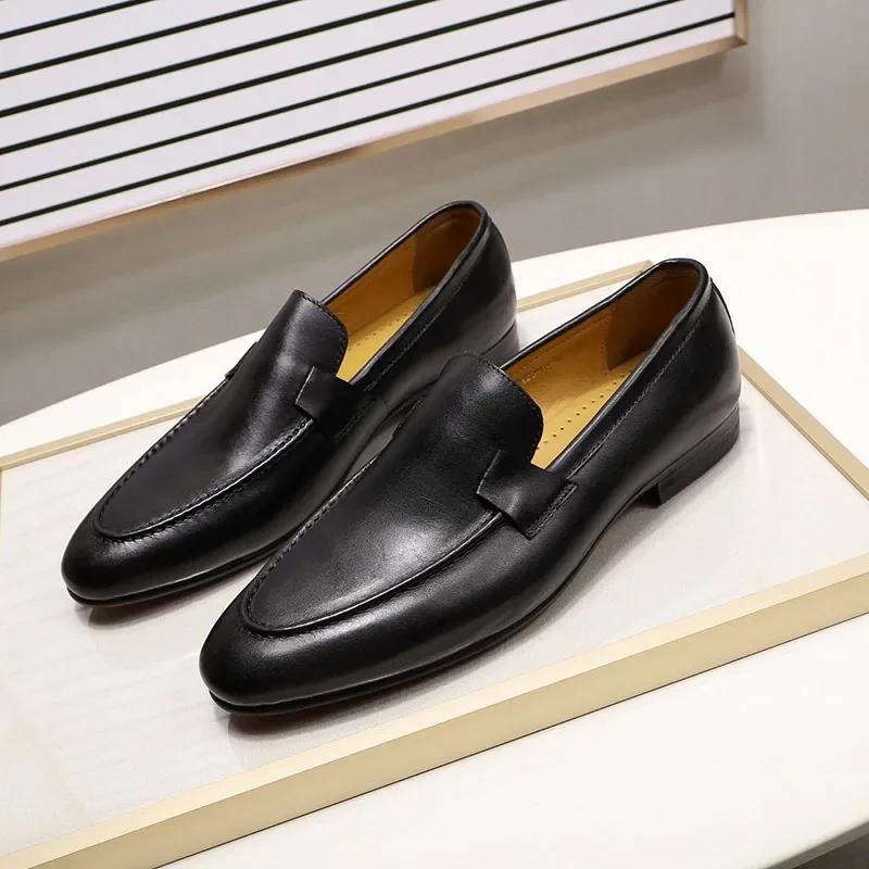 FELIX CHU Designer mode hommes mocassins en cuir à la main noir marron décontracté affaires robe cha