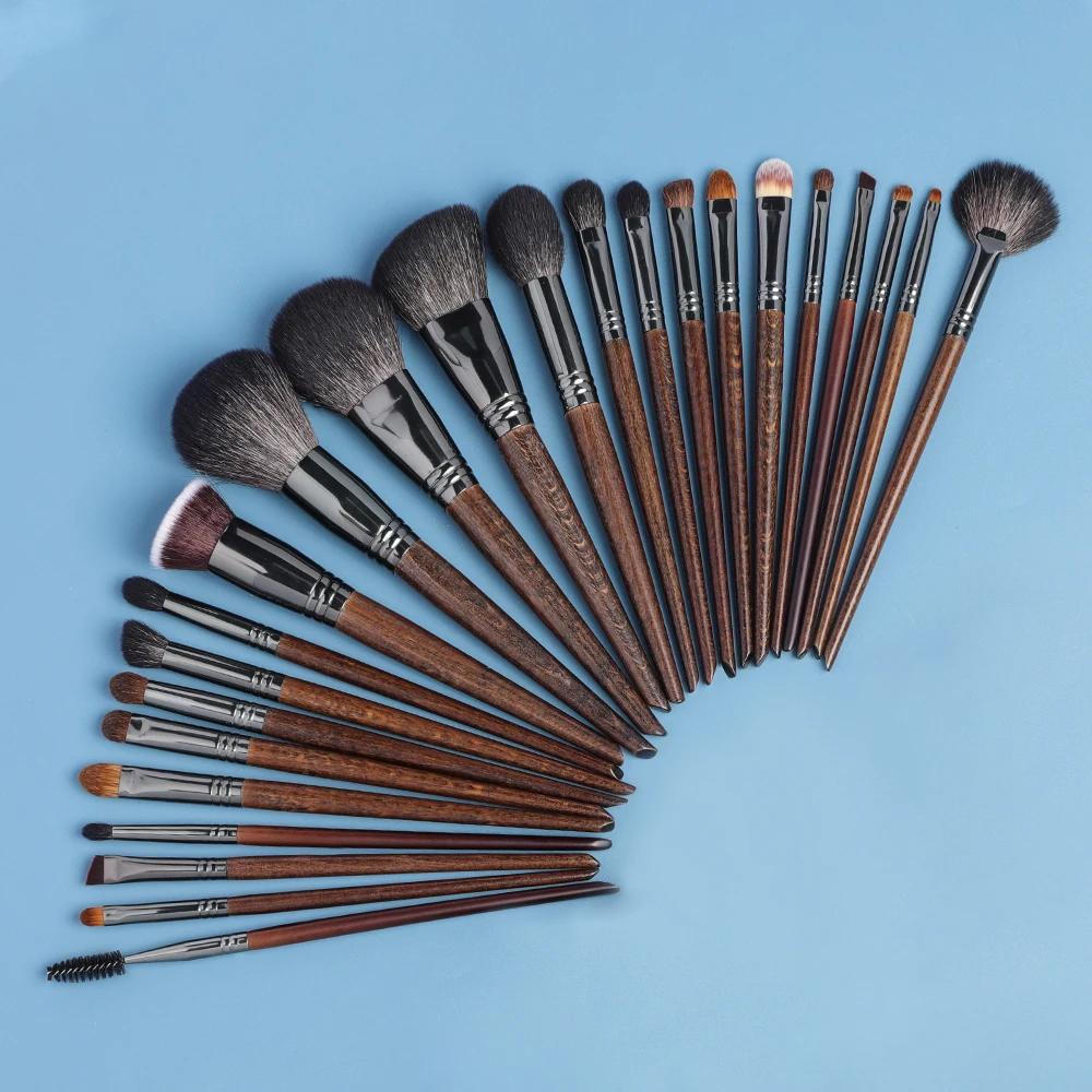 OVW pinceaux de maquillage ensemble 24 pièces poudre de cheveux de chèvre naturelle fond de teint Co