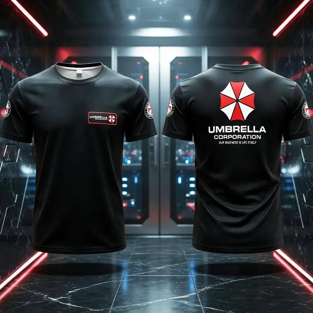 T-shirt imprimé avec logo emblématique Umbrella Corporation, haut d'été respirant à manches courtes,