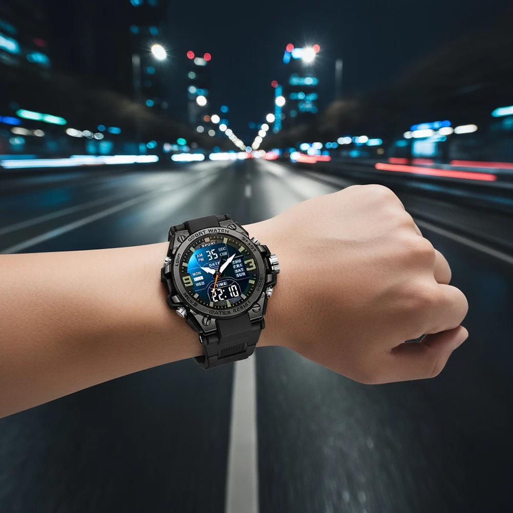 Montre à LED lumineuse à grand cadran, au design élégant, pour hommes, femmes et adolescents, avec d