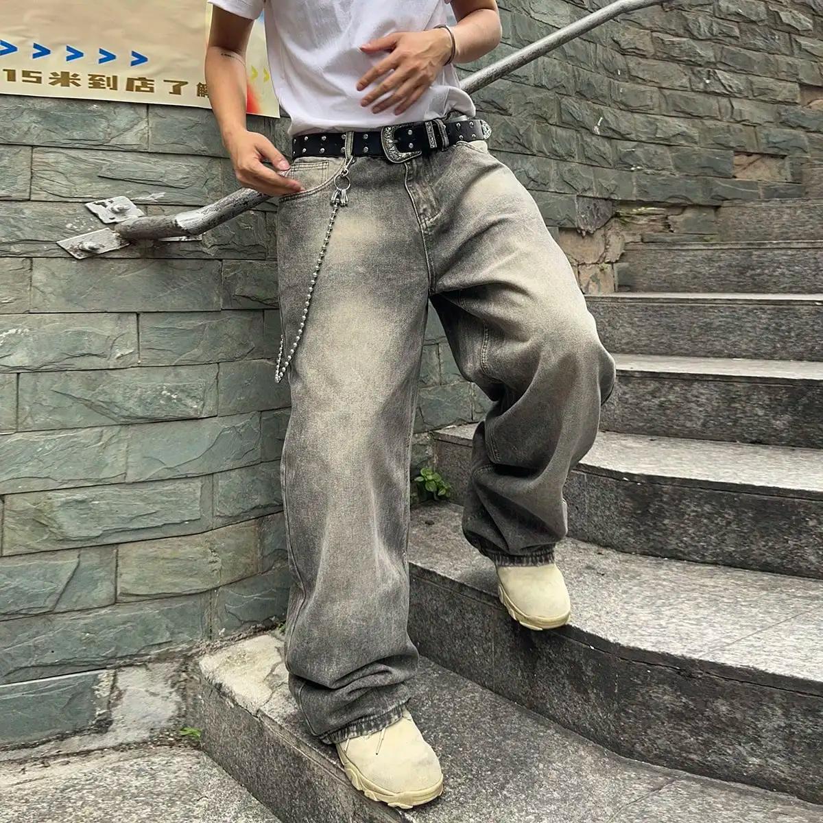 Vintage hommes y2k extensible Baggy Denim jean pour hommes mode pantalons décontractés Streetwear De