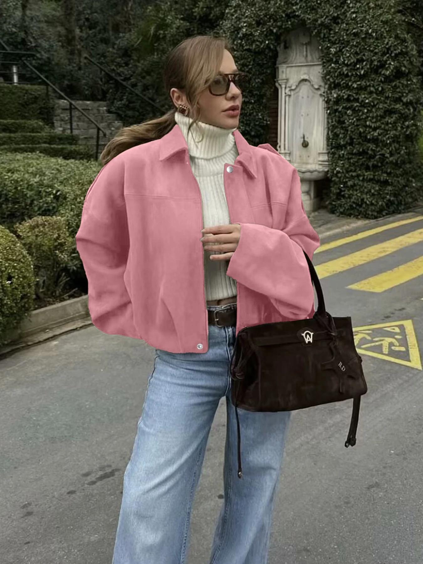 Blouson aviateur pour femme avec manches chauve-souris et fermeture éclair, haut décontracté