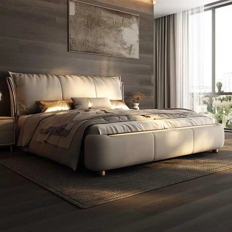 Cadre De lit moderne princesse Beige, imperméable, design, pour chambre à coucher, Double, pleine ta