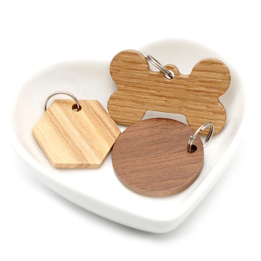 Étiquette d'identification de chien en bois, plaque signalétique personnalisée pour chiot, Anti-pert