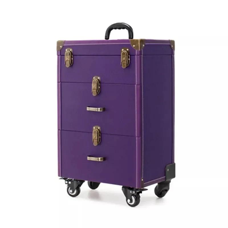 Valise à cosmétiques à roulettes, chariot de beauté, commode de maquillage, valise à roulettes, gran