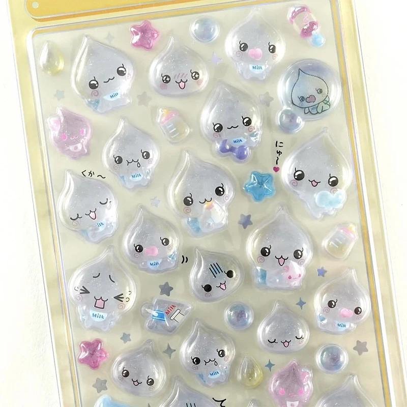 1/6 autocollants décoratifs 3D en forme de goutte d'eau mignons, en cristal scintillant, pour bricol