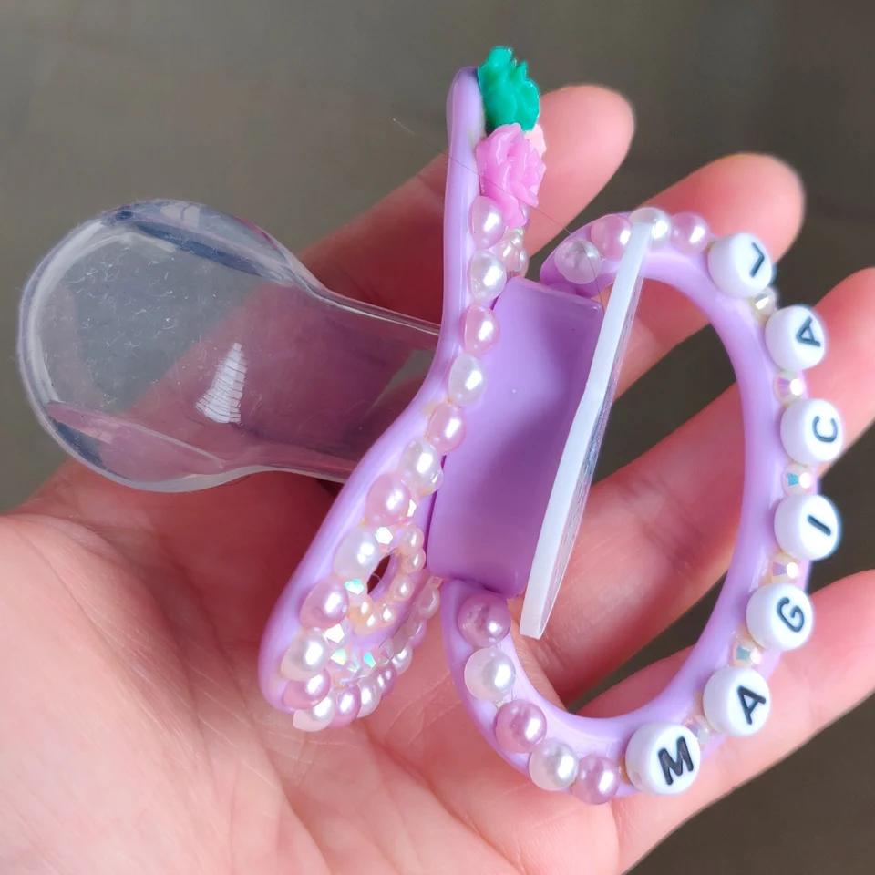 Sucette silicone adulte motif licorne violette - Tétine taille adulte 100% faite main ABDL