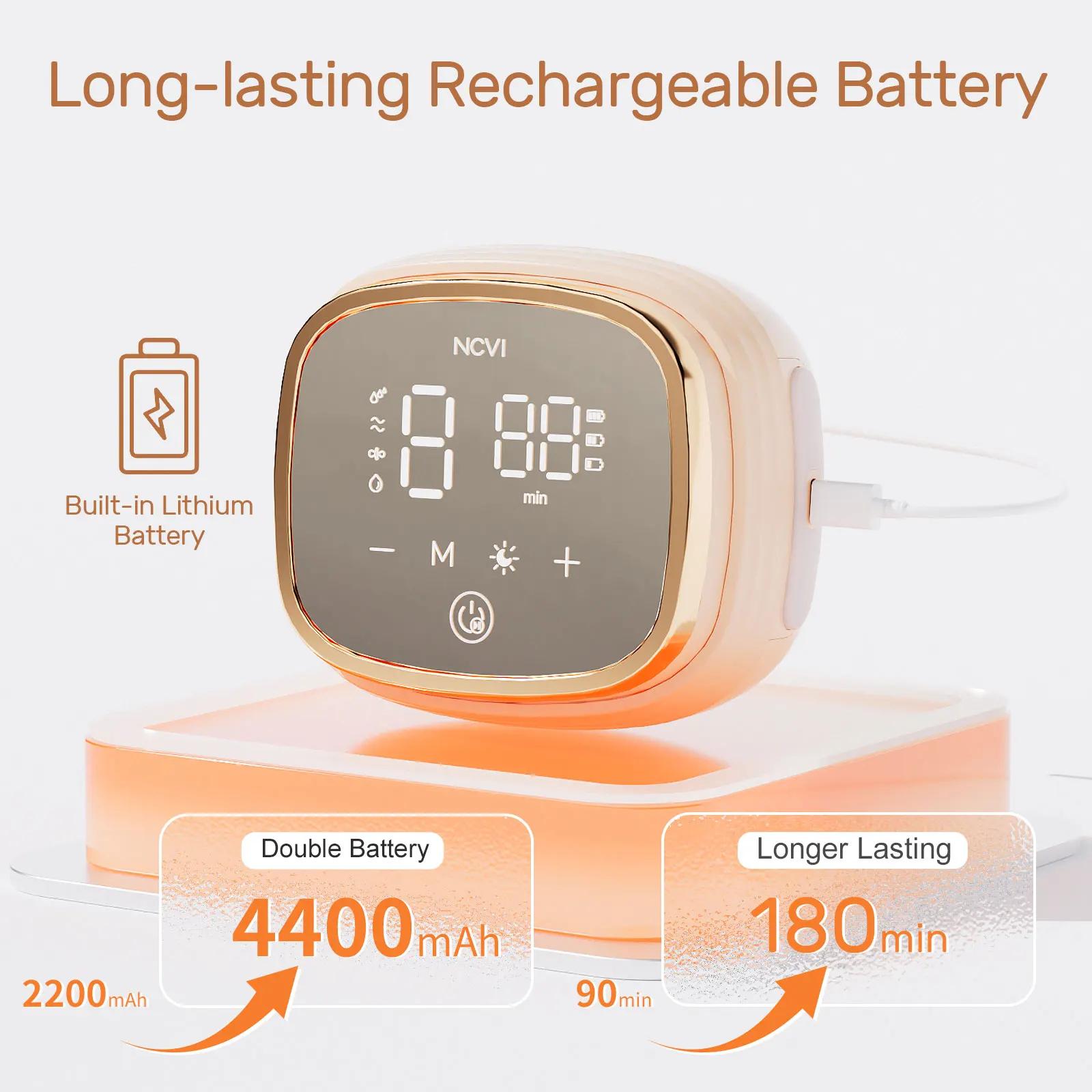 Tire-lait électrique double NCVI, 4 modes/9 niveaux, batterie améliorée 4400 mAh, ultra-silencieux 4