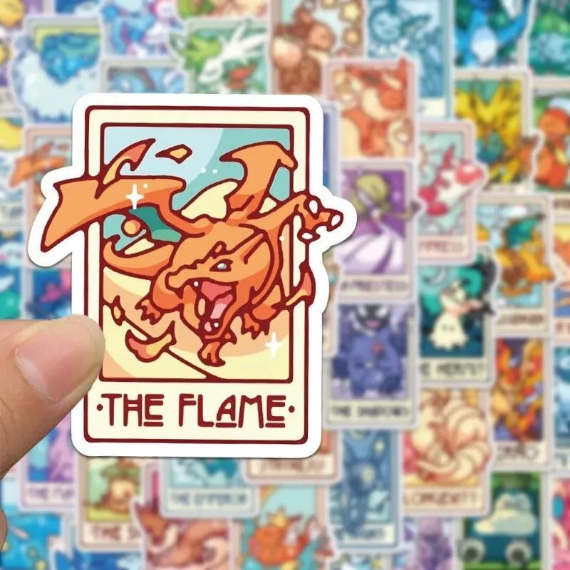 60 autocollants uniques Pokémon Tarot, imperméables, mignons, de dessin animé, pour coque de télépho