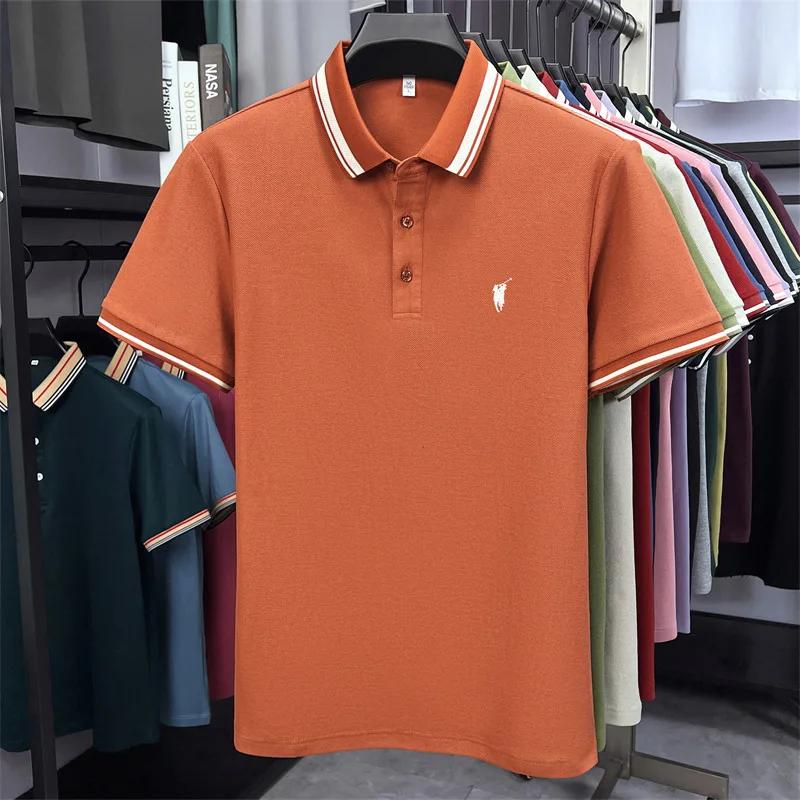 Polo à manches courtes 100% coton marque haut de gamme Paul Pony broderie rayures Été luxe respirant