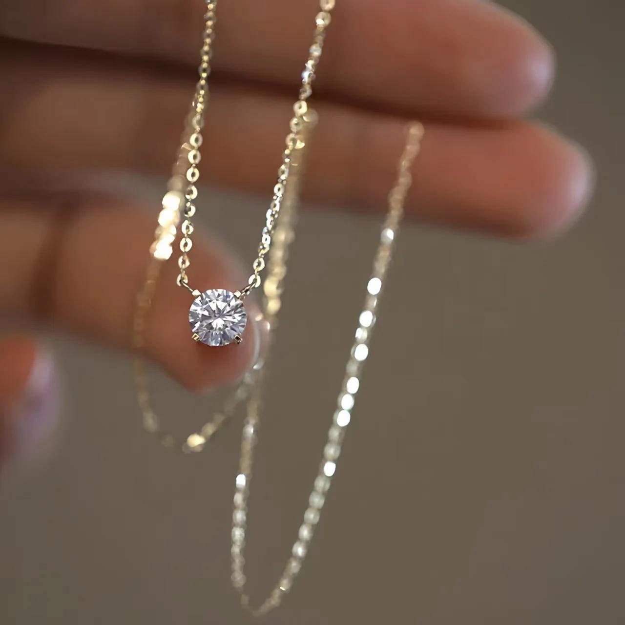 Collier en argent Sterling 925 plaqué or 18 carats, chaîne de clavicule polyvalente en Zircon brilla