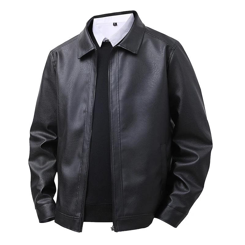 2025 nouvelle veste en cuir hommes printemps coupe ajustée revers veste décontractée hommes haut cou