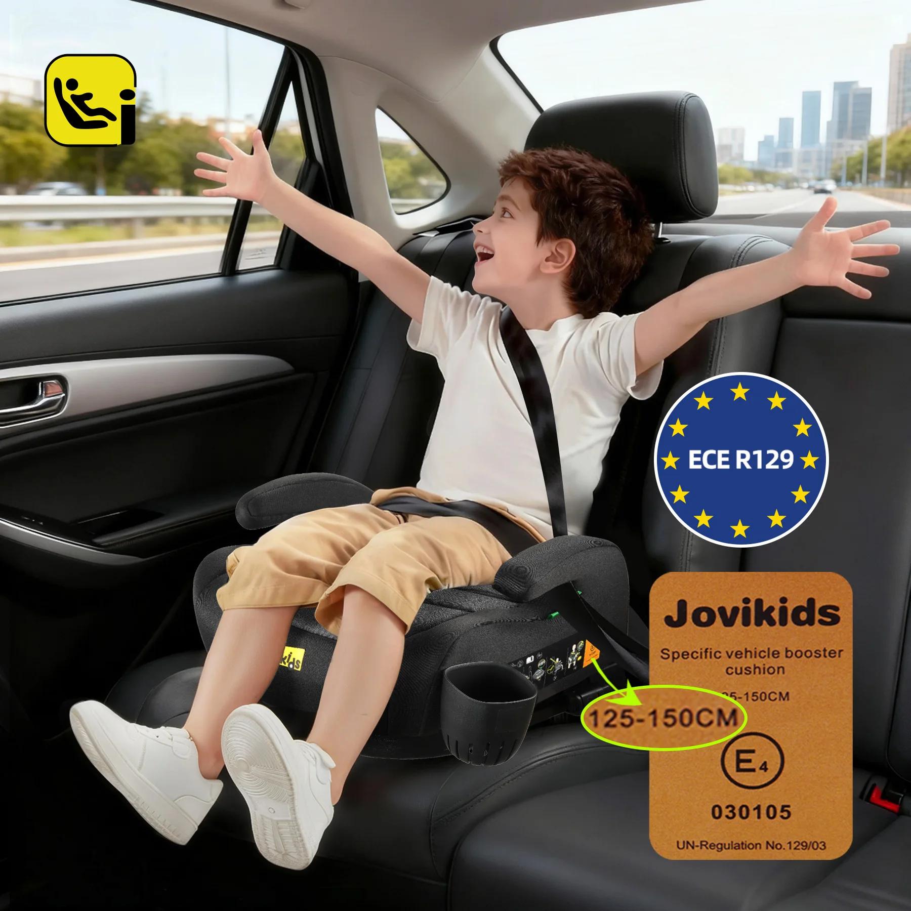 Siège rehausseur portable Jovikids OHHO+ pour enfants de 125 à 150 cm avec porte-gobelet, siège auto