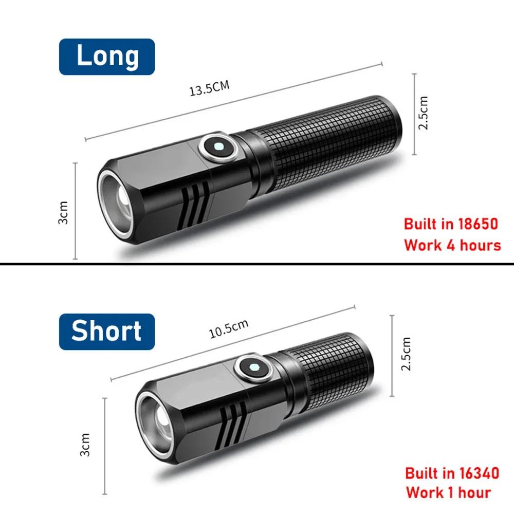 10000 Lumens Mini lampe de poche LED puissante XHP50 batterie intégrée 3 Modes Usb lampe de poche Re