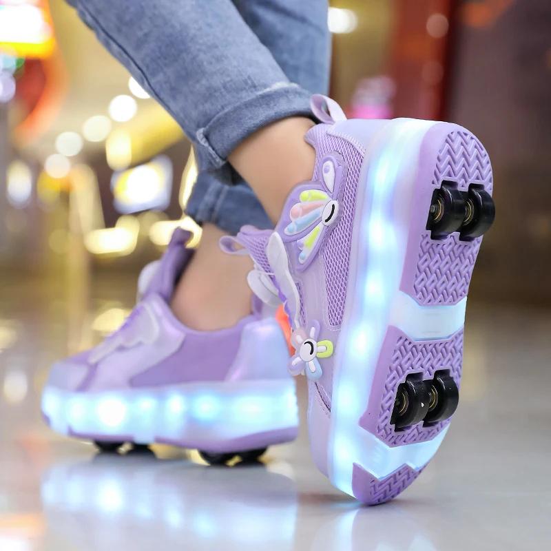 Chaussures de course respirantes pour filles, nouveau style élégant princesse Flash light, patins à 