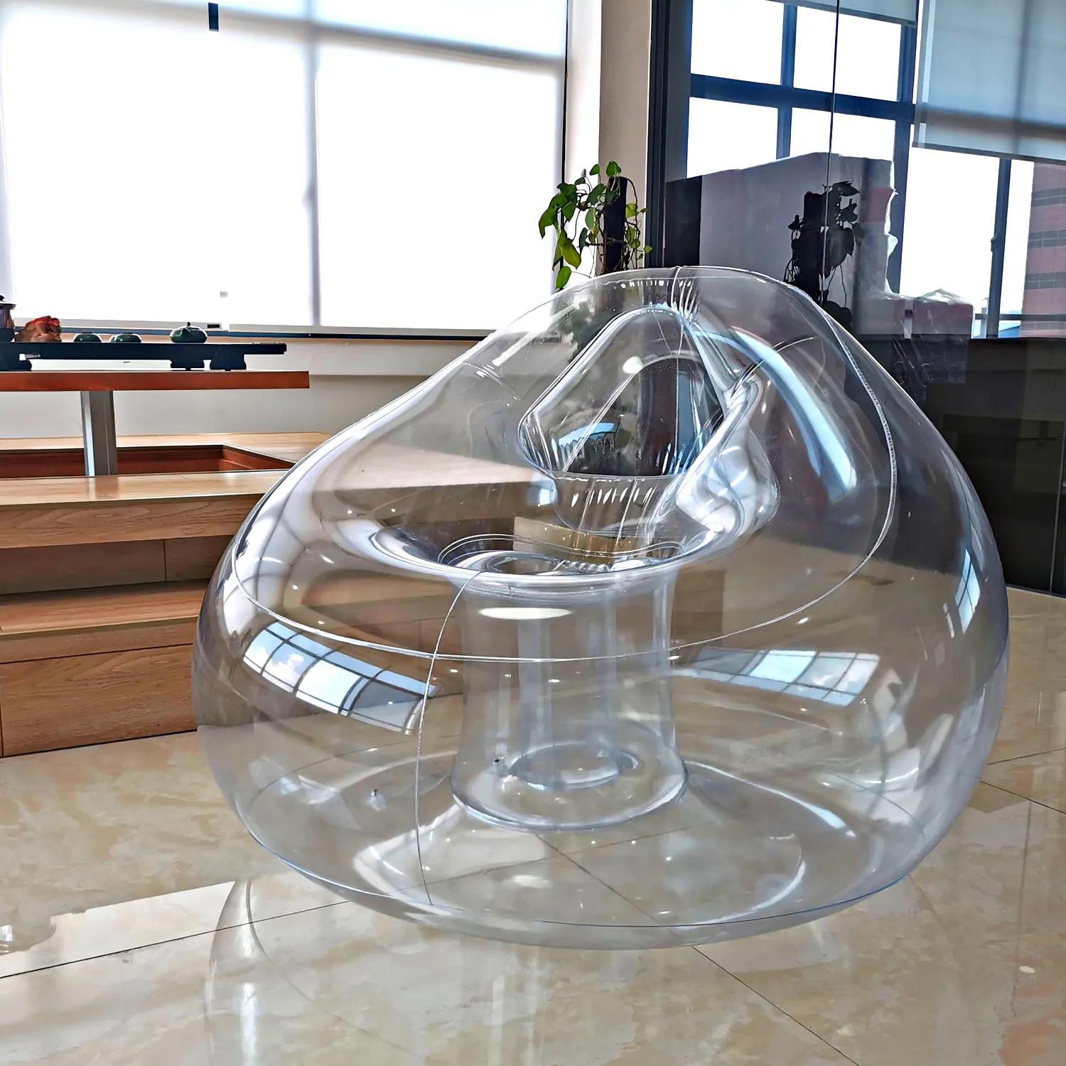 Chaise longue gonflable transparente, canapé simple gonflable en PVC transparent pour intérieur et e