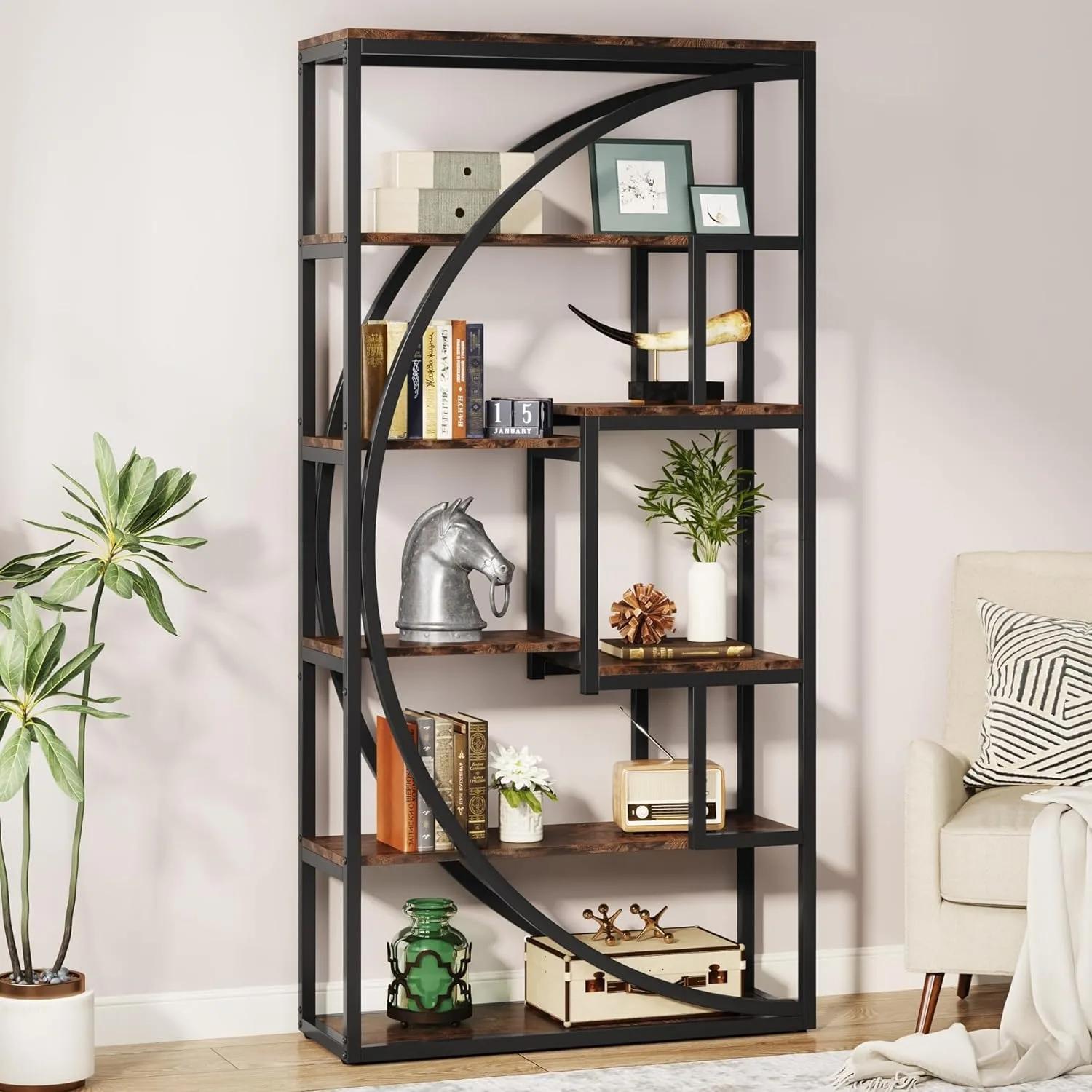Bibliothèque, bibliothèque industrielle Etagere à 5 niveaux, bibliothèque de 70,8 pouces de haut, ét