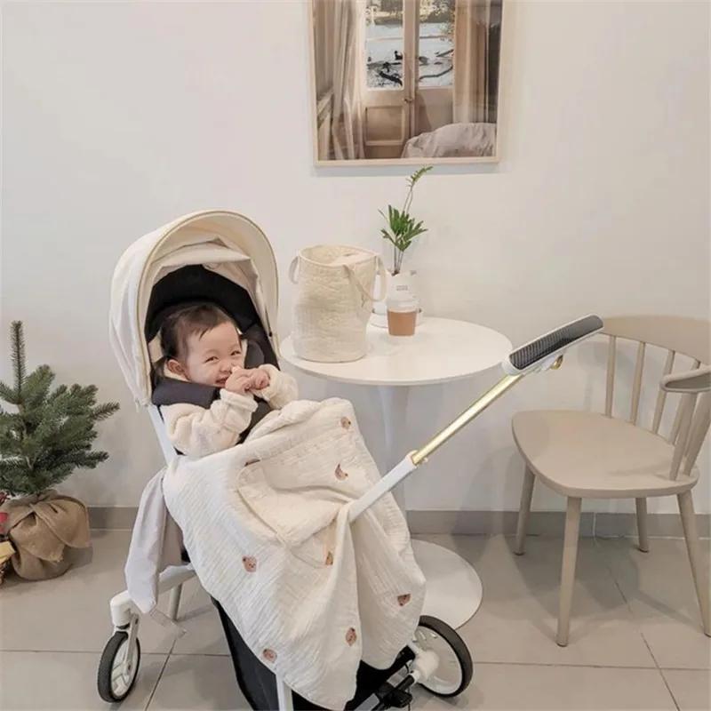 Couverture de poussette en mousseline pour bébé, lange d'emmaillotage pour nouveau-né, couverture de