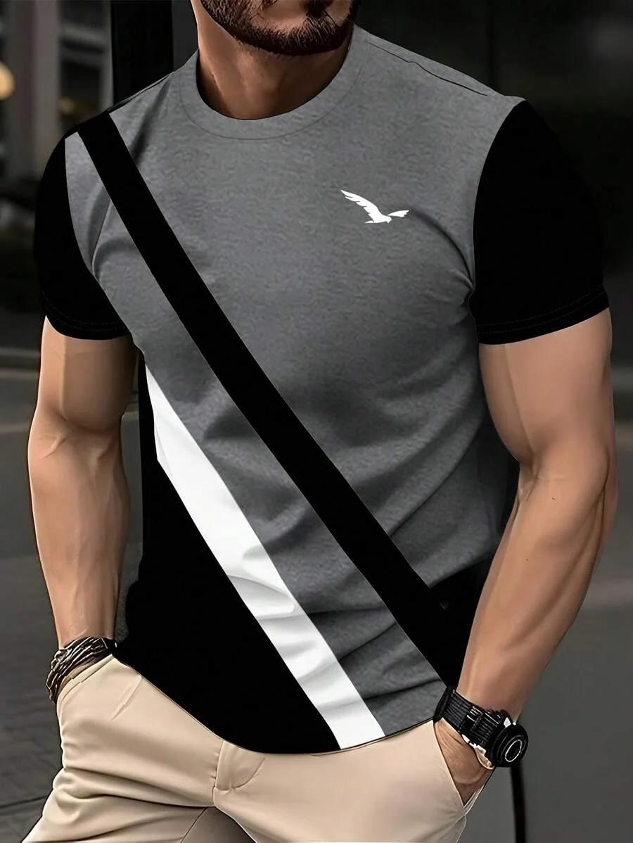 Un T-shirt à manches courtes imprimé à motif personnalisé pour hommes pour un vêtement d'été confort