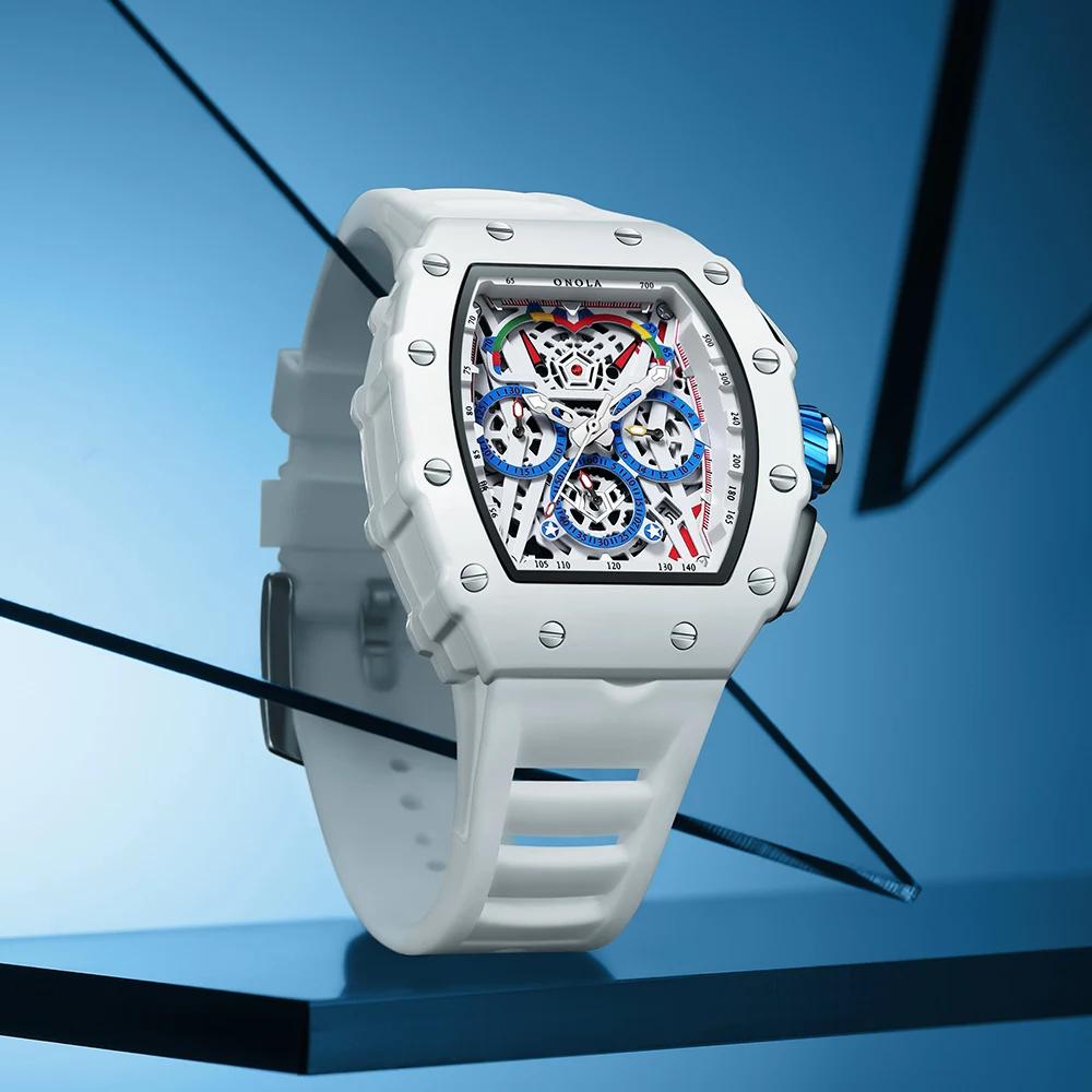Montre de luxe pour hommes ONOLA mode décontracté multifonctionnel bande de Silicone étanche montre 