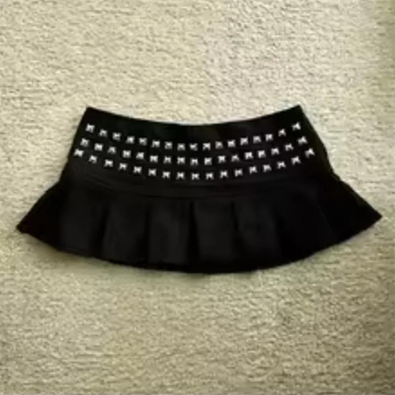Mini jupe gothique Punk croisée pliable pour femmes, vêtements de rue, mode d'été, jupe courte taill