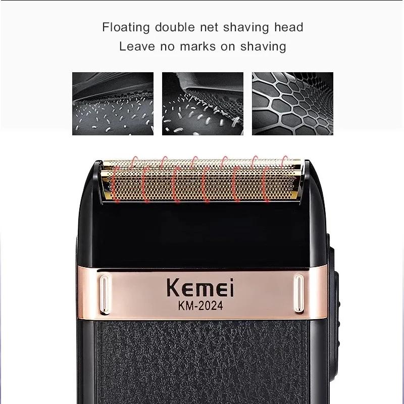 Kemei rasoir électrique pour hommes à la mode hommes coque en cuir étanche Rechargeable professionne