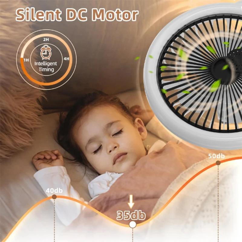 Rotatif 3in1 ventilateur de plafond lumière E27 LED convertisseur Base télécommande intelligente cha