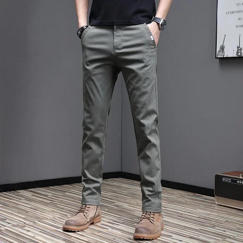 Pantalon décontracté pour homme, 2024 coton, mode coréenne, coupe slim, gris, noir, fjingent, printe