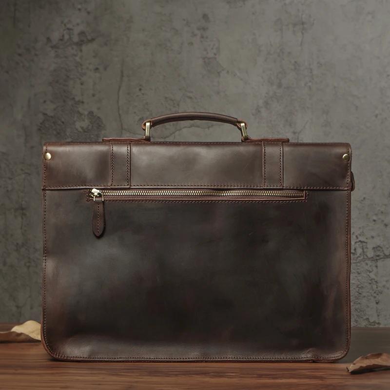 NUKA-Sac à main d'affaires en cuir véritable pour hommes, sac à main en cuir de vachette vintage, sa