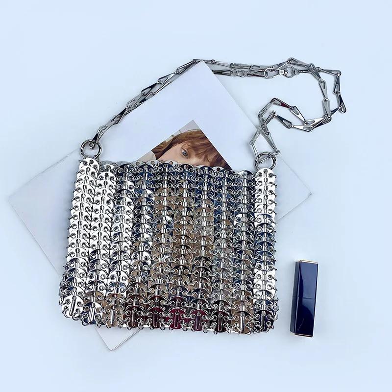 Sac à bandoulière en métal à paillettes pour téléphone portable, grande capacité, fait à la main, te