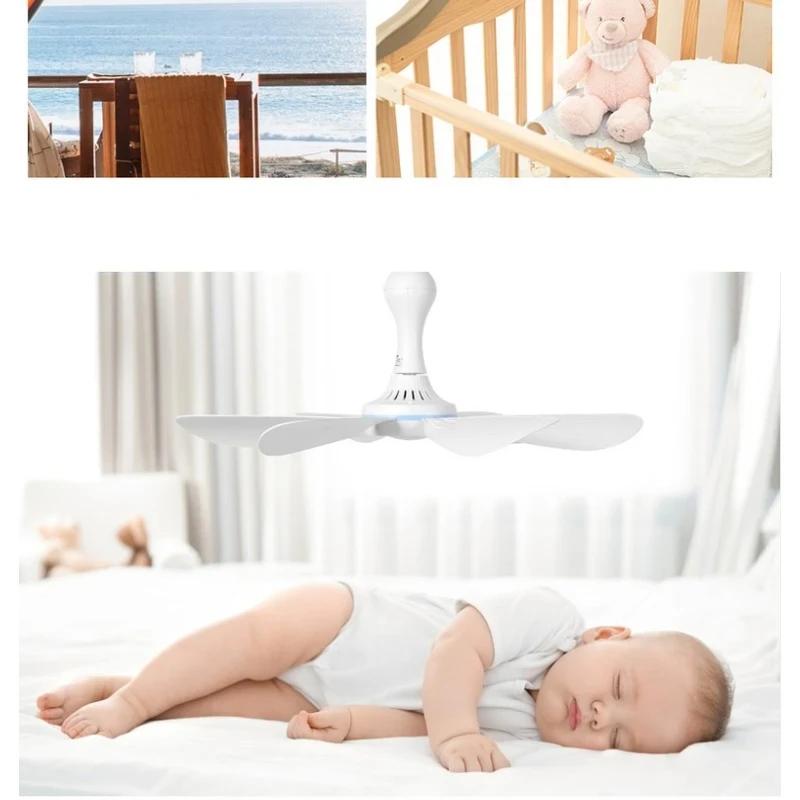 Ventilateur de Plafond Silencieux avec Télécommande, Synchronisation, 4 Vitesses, pour Camping, Lit,