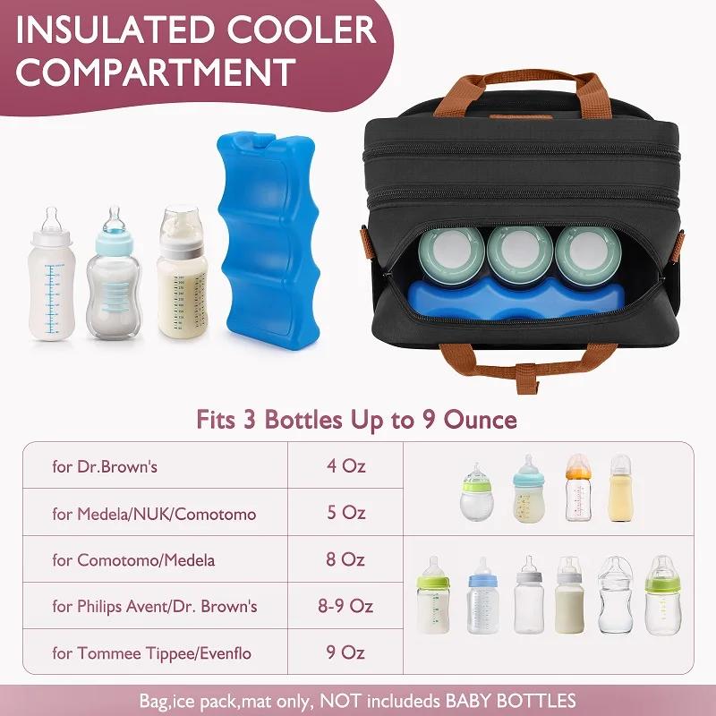 Sac de tire-lait détachable avec compartiment glace - sac de voyage portable pour lait maternel réfrigéré