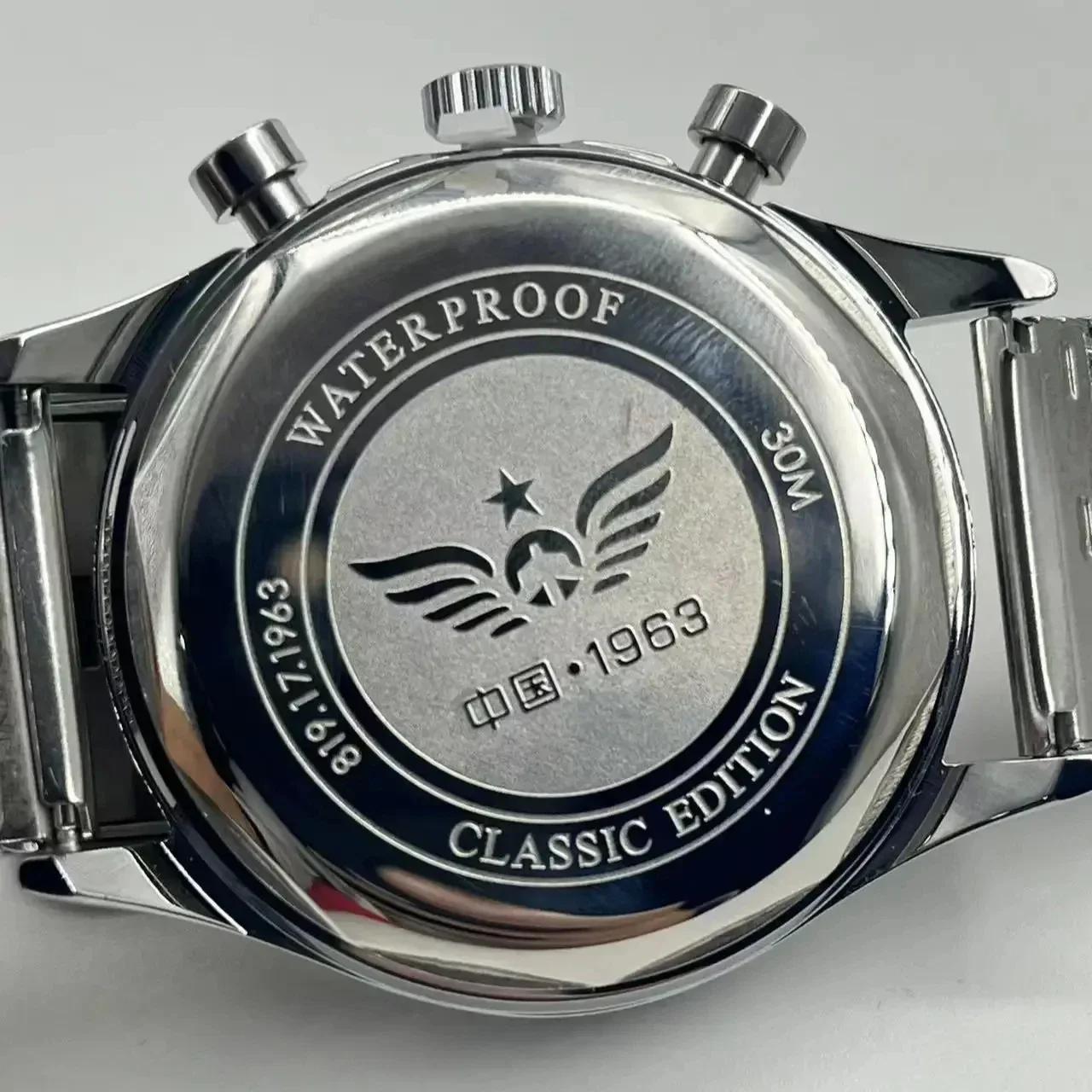 Montres pour hommes 1963 pilote montre automatique 42mm étanche rétro quartz chronographe montre hab
