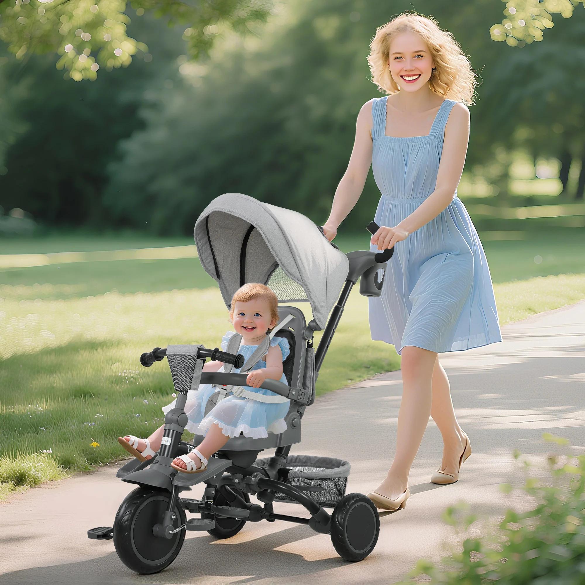 Tricycle évolutif pliable Aiyaplay 6 en 1 pour enfants de 1 à 5 ans avec siège rotatif