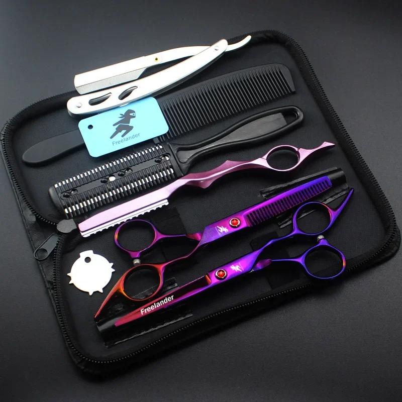 Ciseaux à cheveux japonais diamant violet, ciseaux de coiffure bon marché, rasoir de coiffeur, cisea