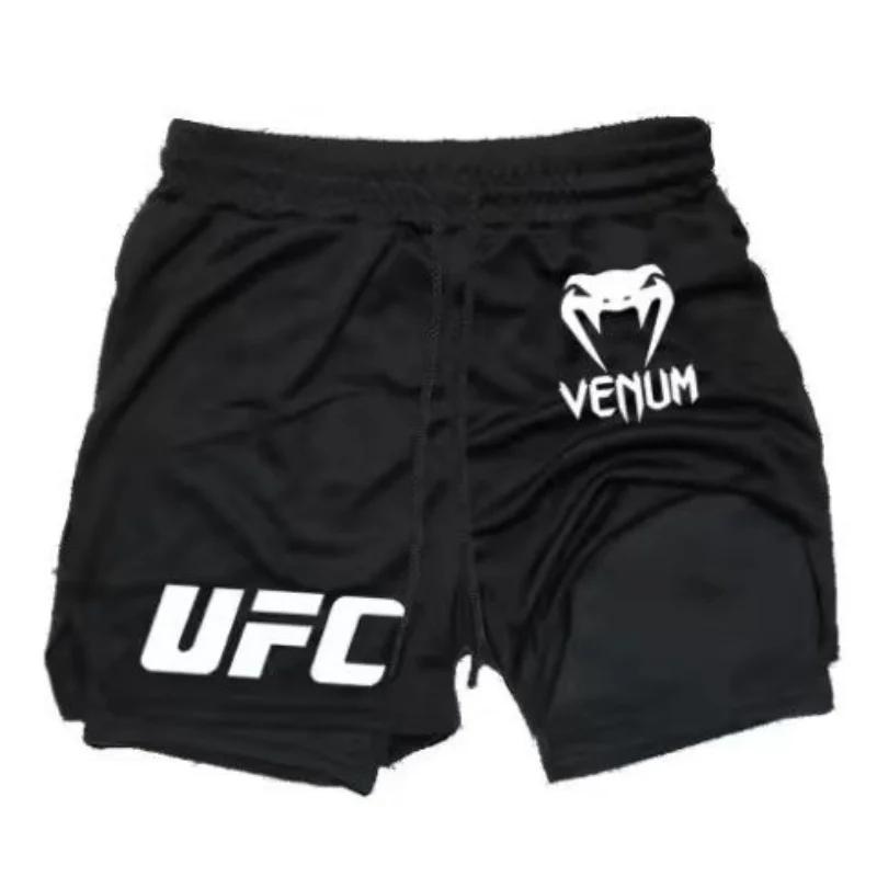 Shorts de sport UFC pour homme, taille européenne, double couche, confortables, respirants, avec poc