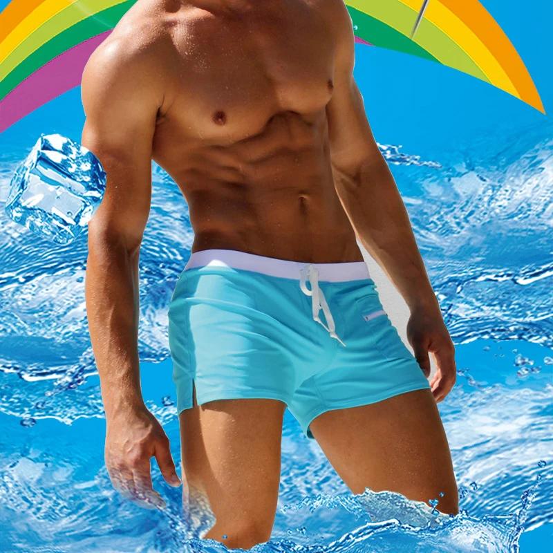 Short de bain pour hommes, maillot de bain avec cordon de serrage, doublure en maille, taille élasti