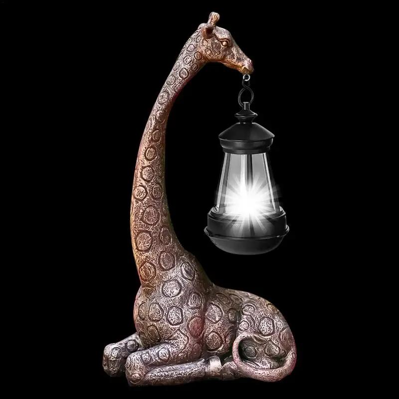 Statue de jardin en forme de girafe, lumière solaire mignonne, Figurine d'animal, lanterne, Sculptur