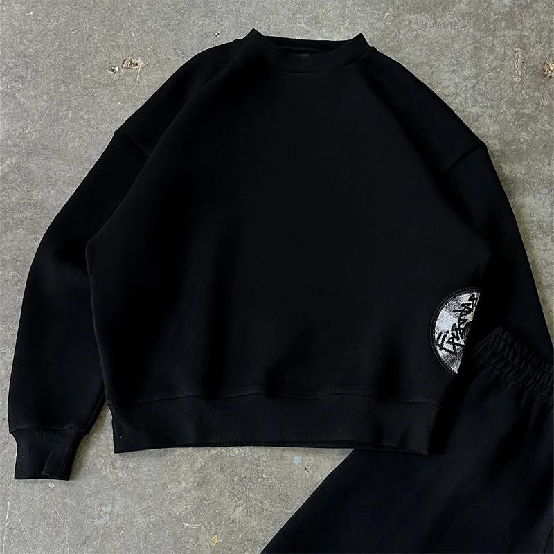 Ensemble de survêtement pour homme, style streetwear Y2K, imprimé, col rond, sweat-shirt et short dé