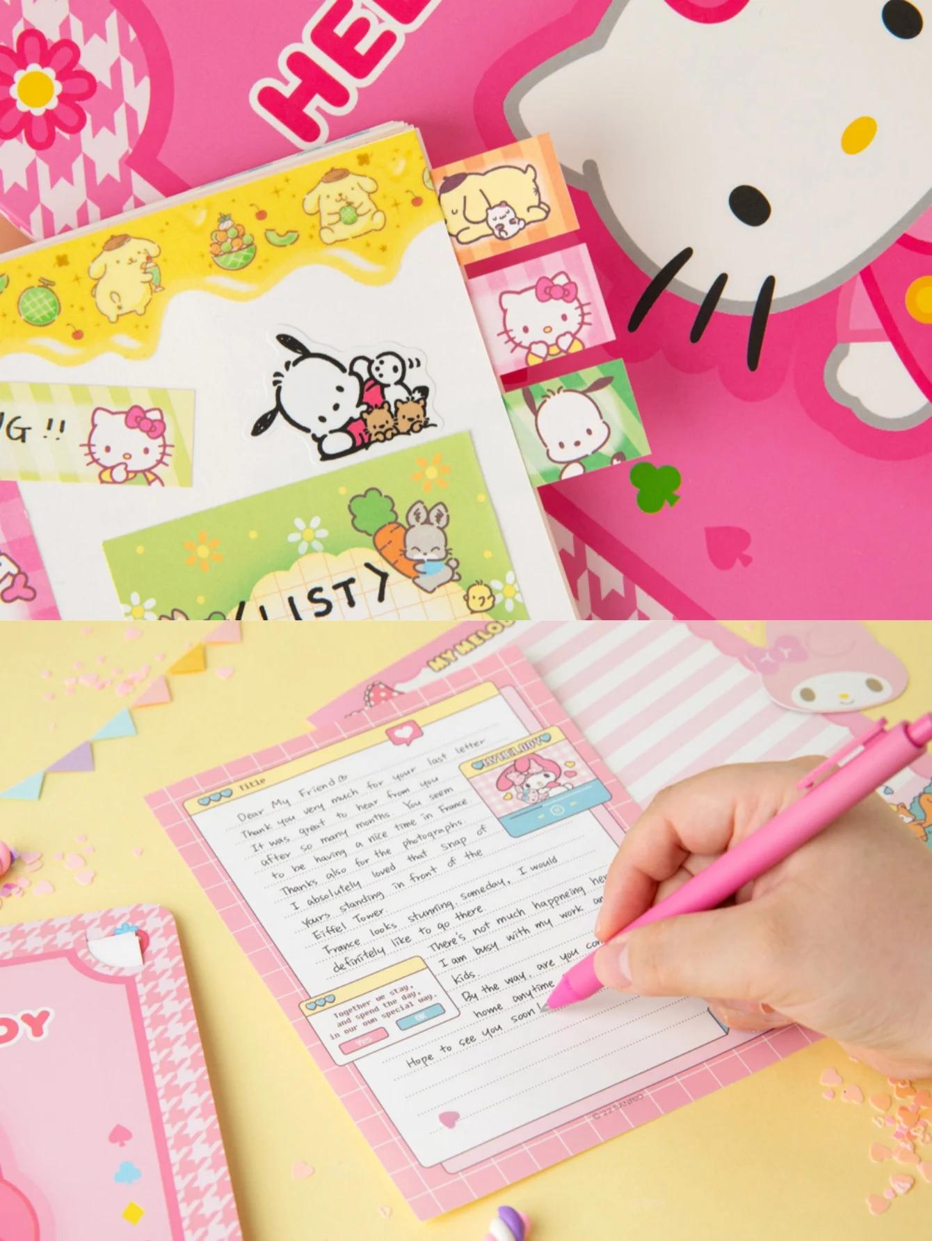 Bloc-notes collant Sanrio Hello Cute Kitty & Kuromi Cinnamoroll, bloc-notes en papier oblong adorabl