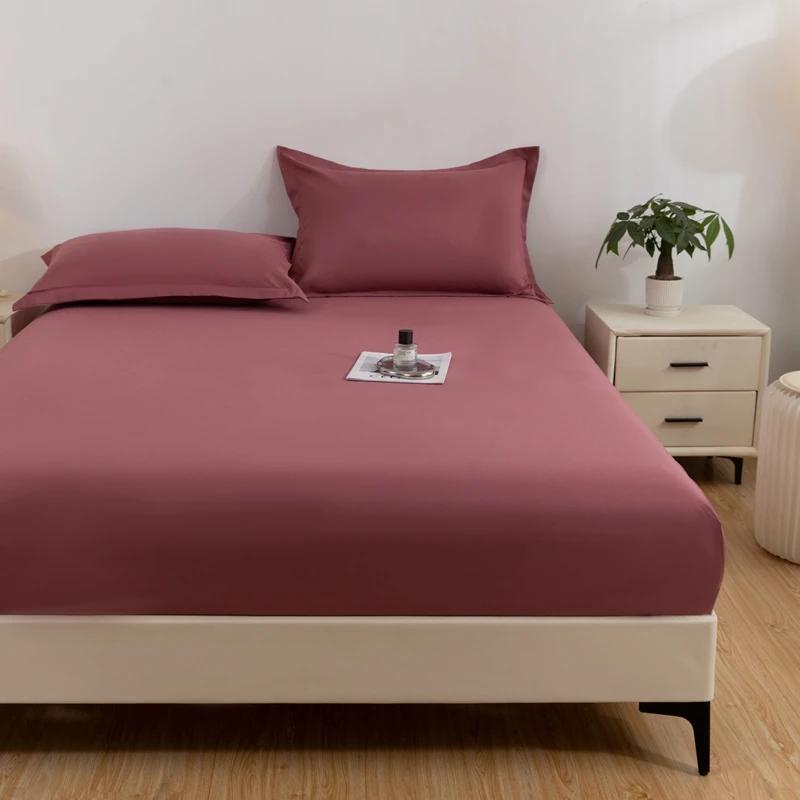 1PC imperméable à l'eau peau douce glaçage couleur unie bonnet de lit housse anti-poussière drap de 