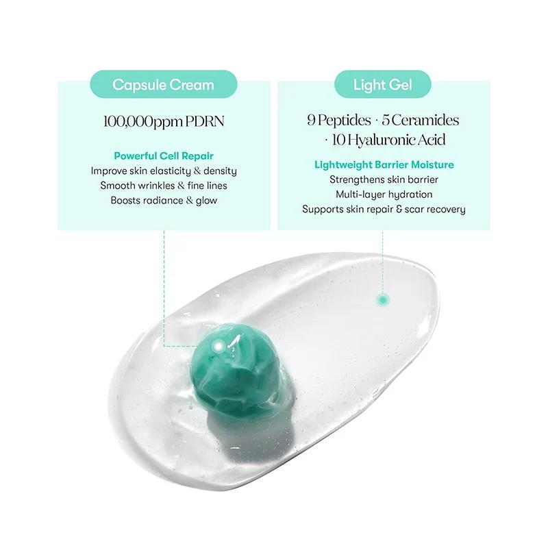 Crème hydratante pour le visage en capsules PDRN, soin coréen pour la peau, acide hyaluronique, long