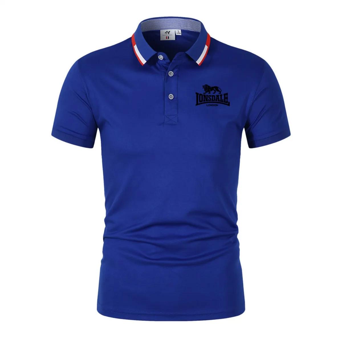 LONSDALE Polo élégant à imprimé lettres, chemise décontractée à col et manches courtes pour homme, h