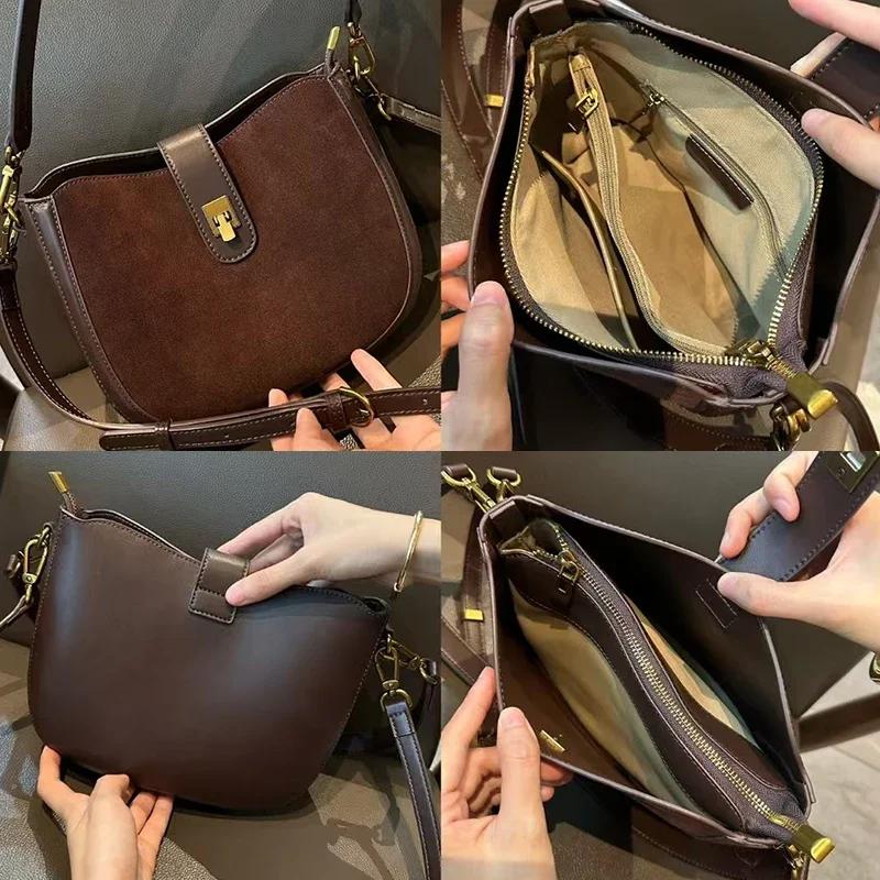 Sac à bandoulière en cuir de vache véritable pour femmes, sac à main en cuir véritable de vache soup