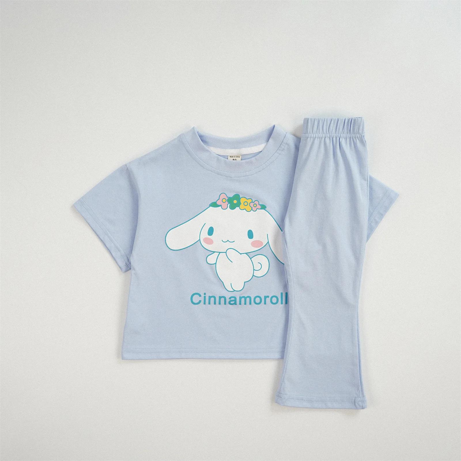 Ensemble de vêtements d'été pour bébés filles, T-shirt imprimé de dessin animé Sanrio cannelle et co