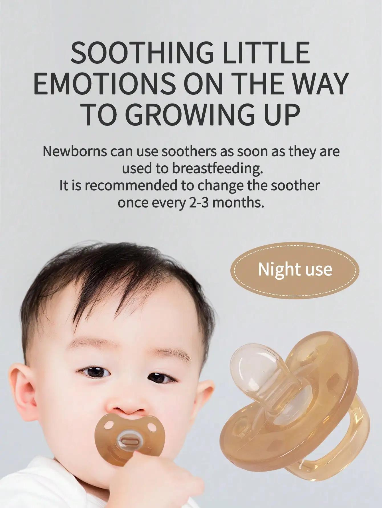 Sucette en Silicone pour bébé, 1 pièce, pour apaiser le sommeil nocturne, plat, doux et respirant, a