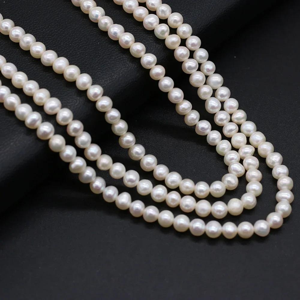Perles d'Eau Douce Naturelles Blanches AAA + de 4 à 5mm, Perles Rondes d'Espacement pour Bijoux de B