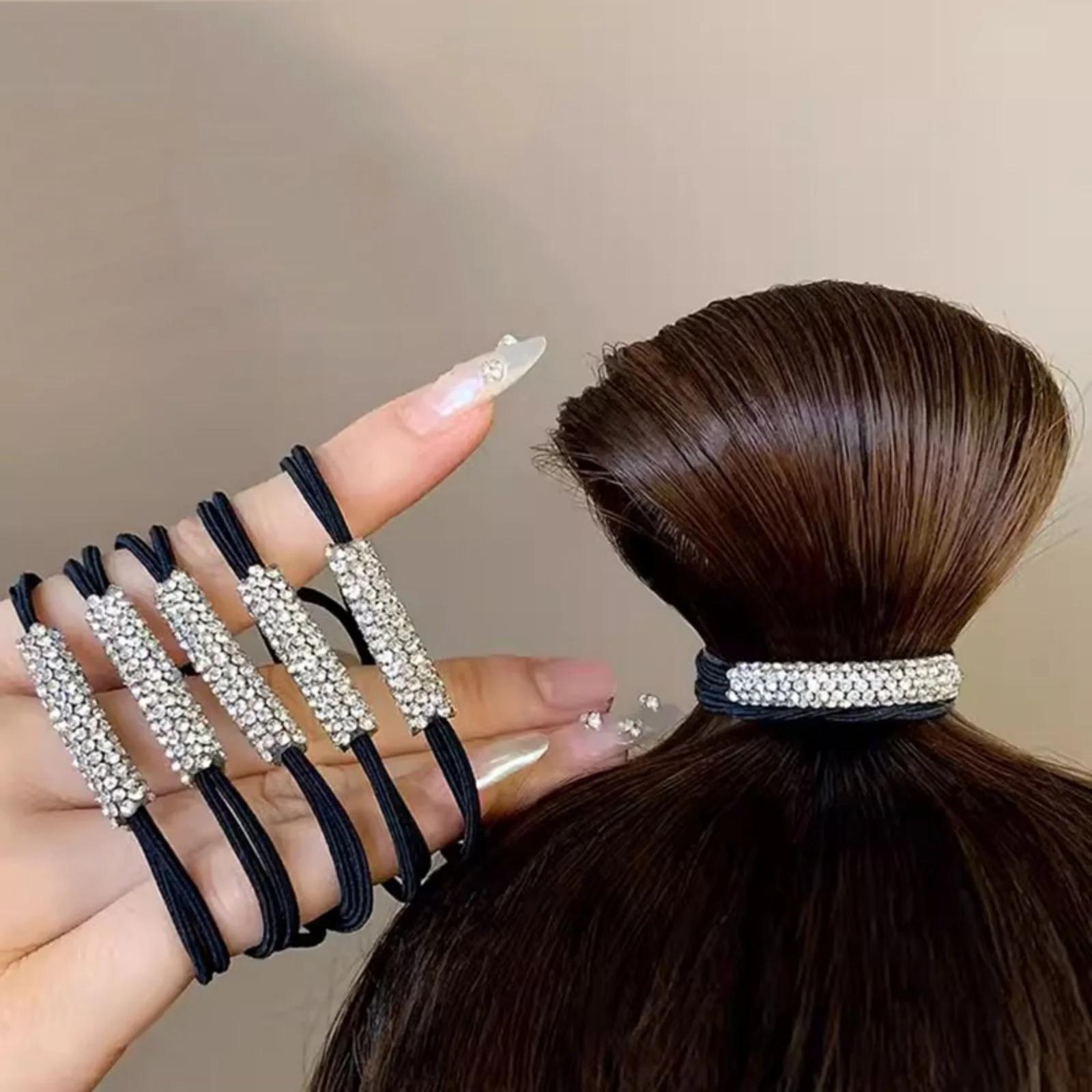 Attaches à cheveux en strass, 10 pièces, corde à cheveux haute élasticité, accessoires pour cheveux 