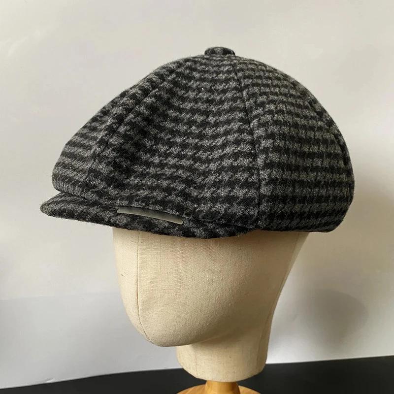 Casquettes de journal avec lame mode hommes laine mélange casquette plate Peaky chapeau conduite cha