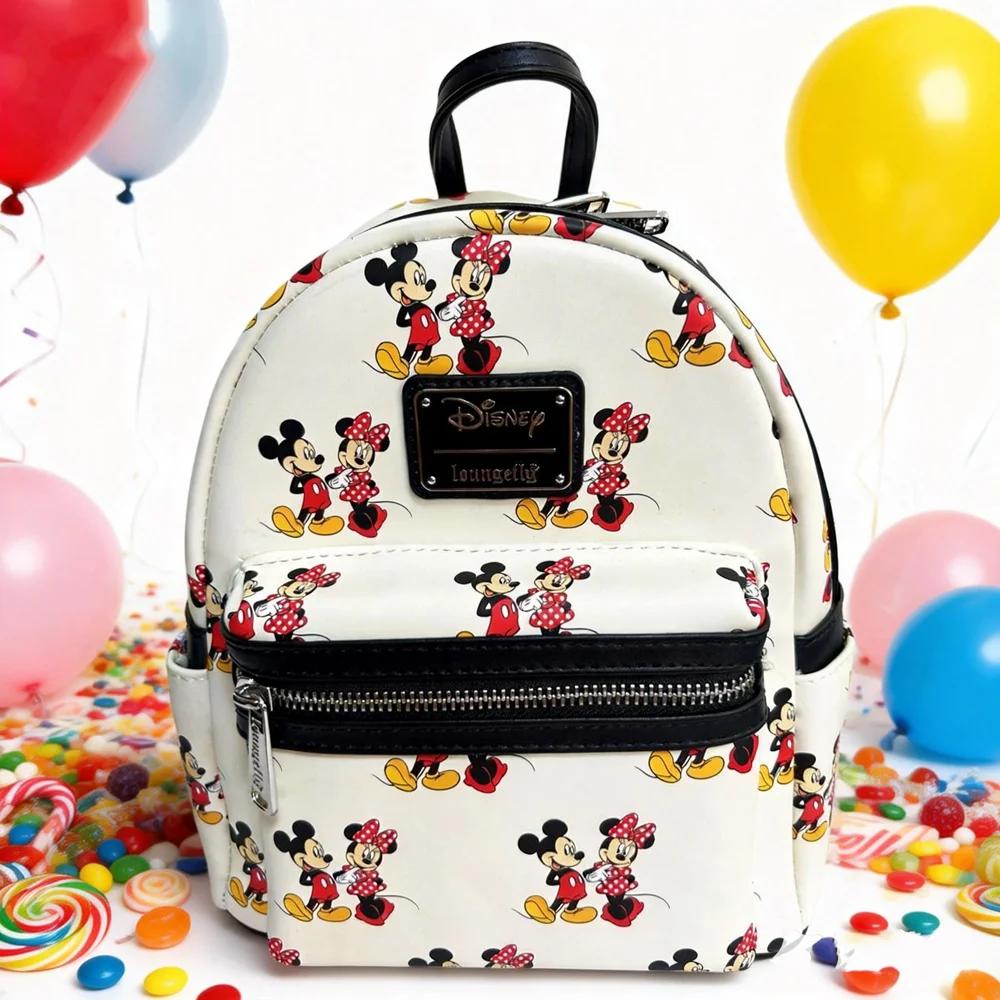 Sac à dos Loungefly Disney Mickey Mouse Ear en cuir PU pour femme, sac de voyage décontracté, mini s